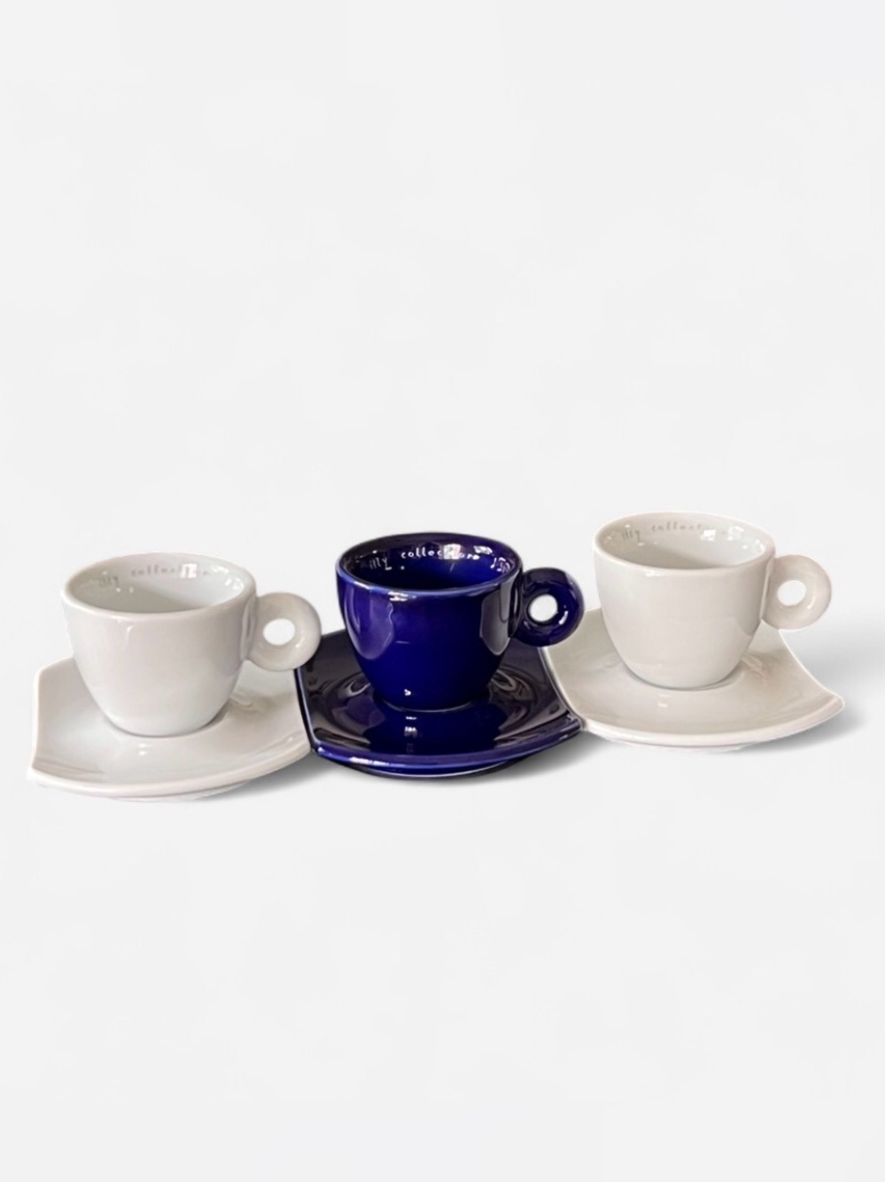 Set of (3) 2004 Illy Art Collection espresso cups by French artist Daniel Buren